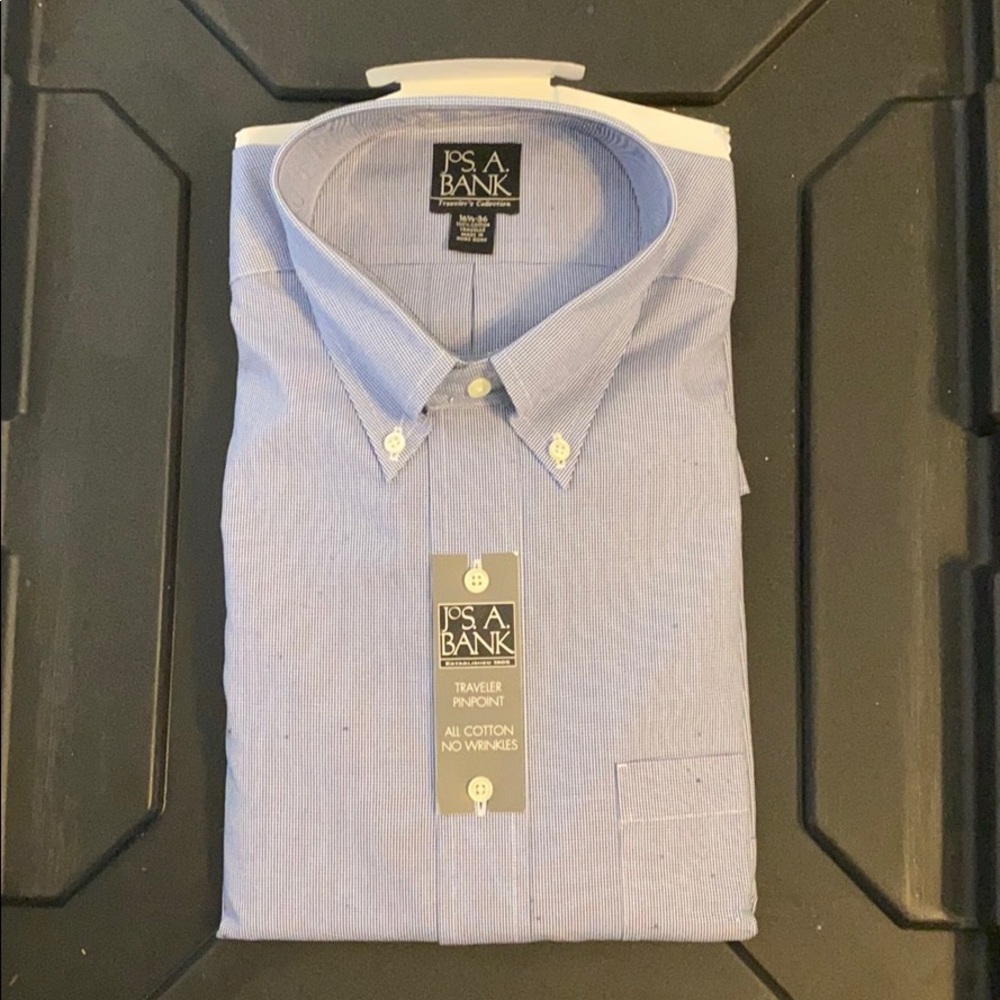 Jos A Banks Blue Checkered Button Down Shirt